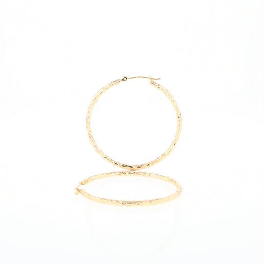 Textured Hollow Diamond Cut Hoop Earrings