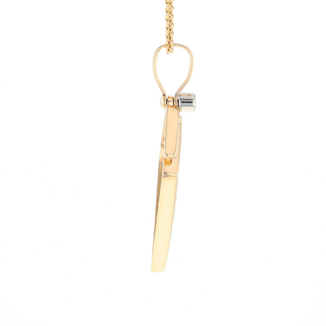 Gold Quartz Kite Shape Inlaid Pendant with .27ctw Diamonds