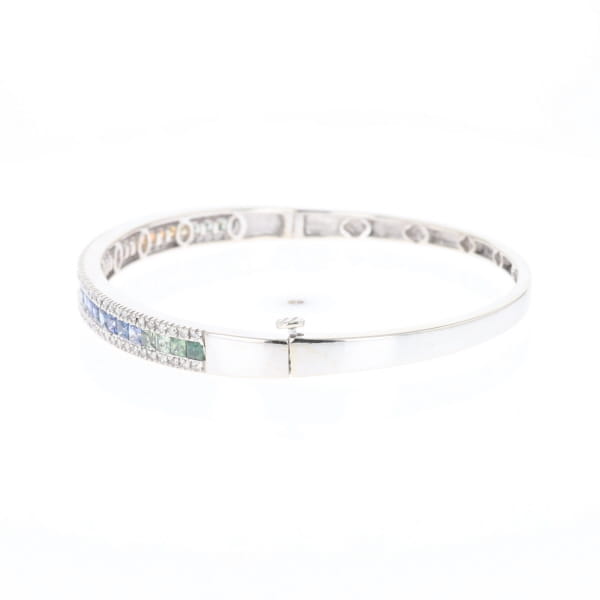 Multi-color Sapphire Cuff Bracelet with Diamond Accents