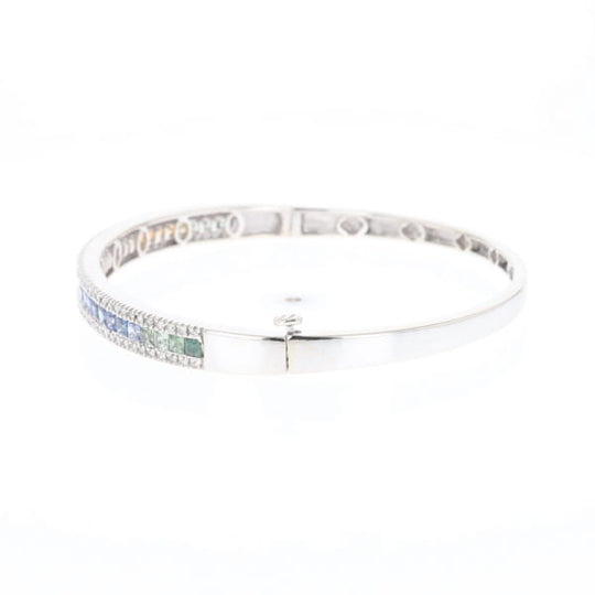 Multi-color Sapphire Cuff Bracelet with Diamond Accents