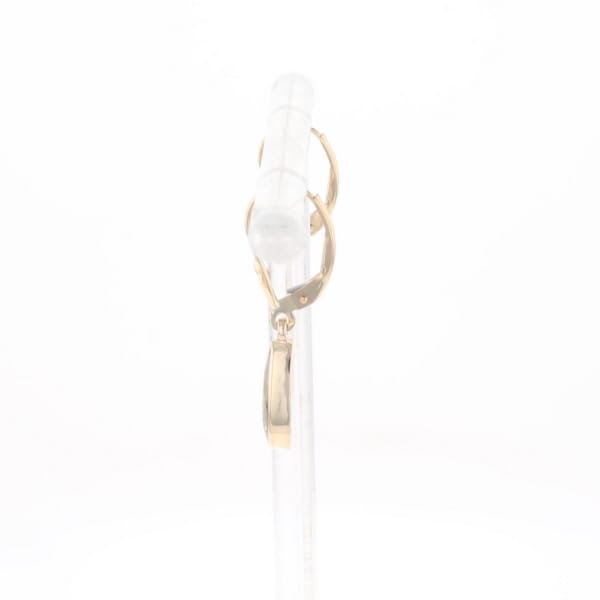 Gold Quartz Earrings Tear Drop Inlaid Lever Backs