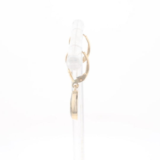 Gold Quartz Earrings Tear Drop Inlaid Lever Backs