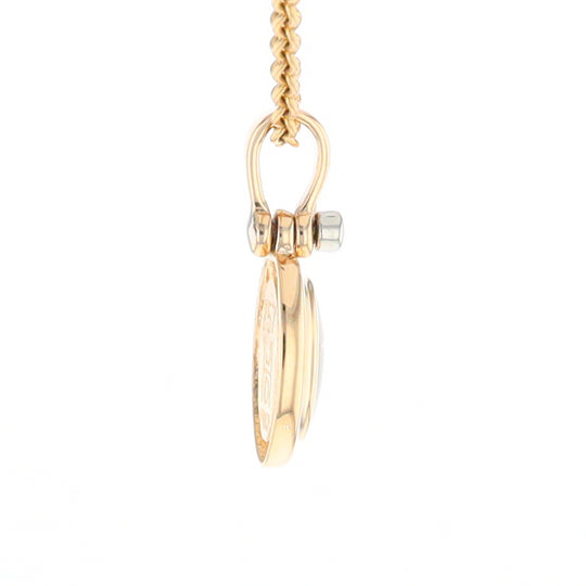 Gold Quartz Oval Inlaid Pendant with .02ct Diamond