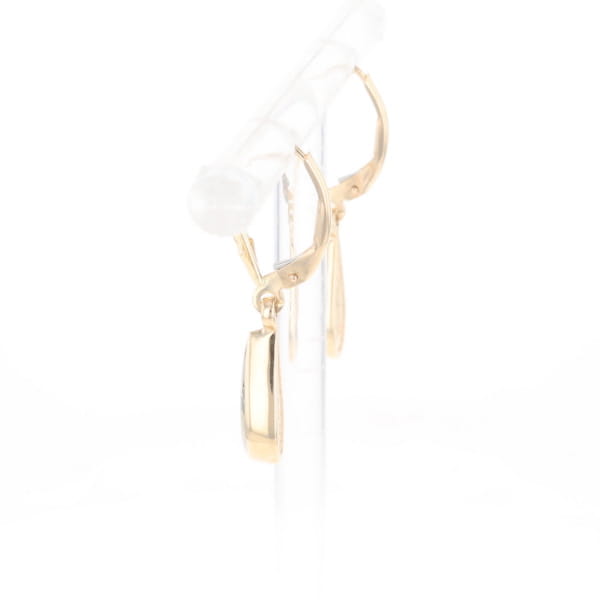 Gold Quartz Earrings Tear Drop Inlaid Lever Backs - G2
