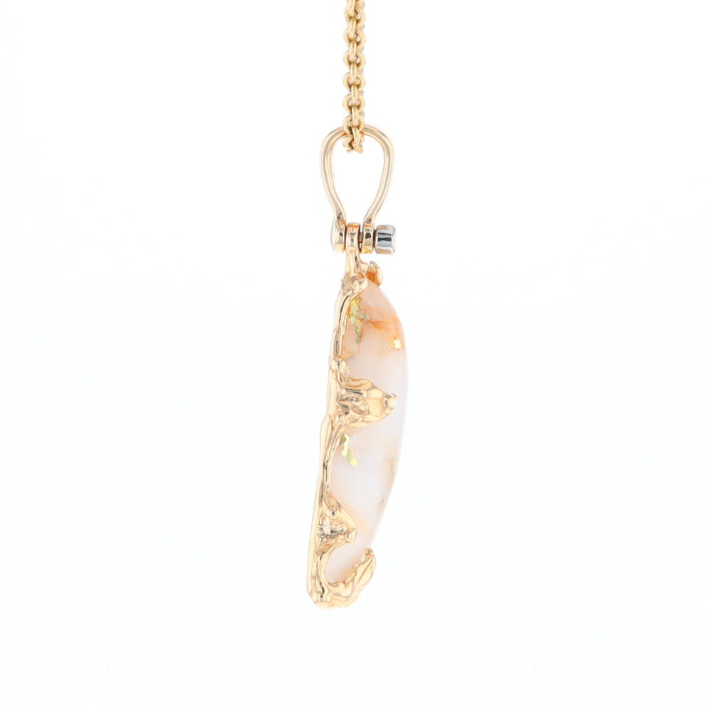 Gold Quartz Freeform Pendant