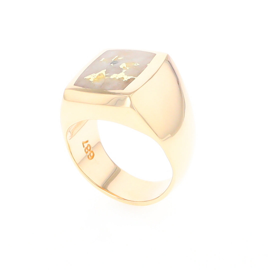 Natural Gold Quartz Men's Ring