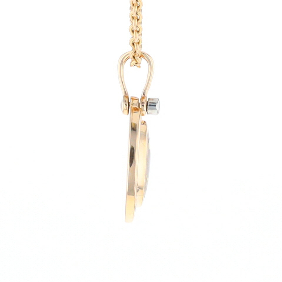 Gold Quartz Pendant Oval Inlaid with .22ctw Round Diamonds Halo