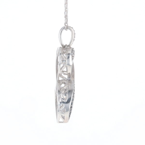 Blue and White Diamond Double Open Heart Pendant with 16" Singapore Chain