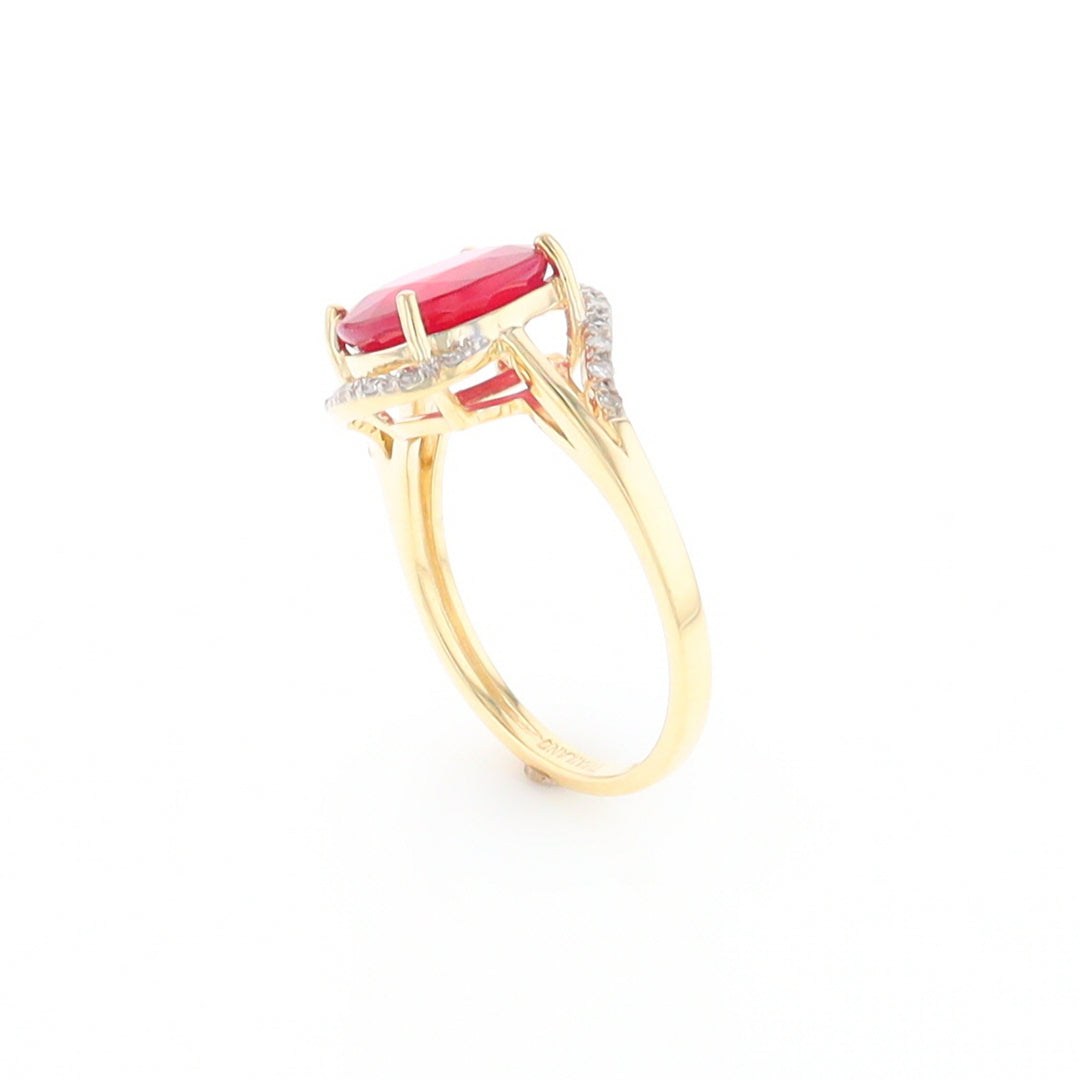 Ruby Bypass Ring with Diamond Accents