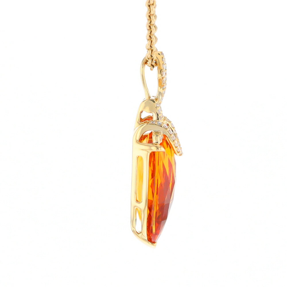 Citrine Pendant with Diamond Bail