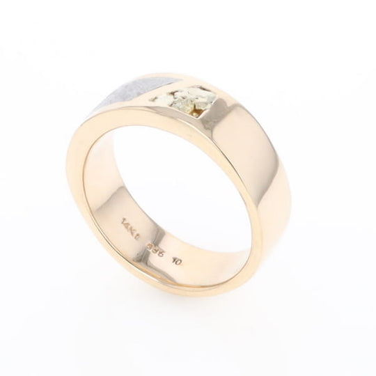Meteorite Ring, Center Inlaid & Natural Nugget Sides