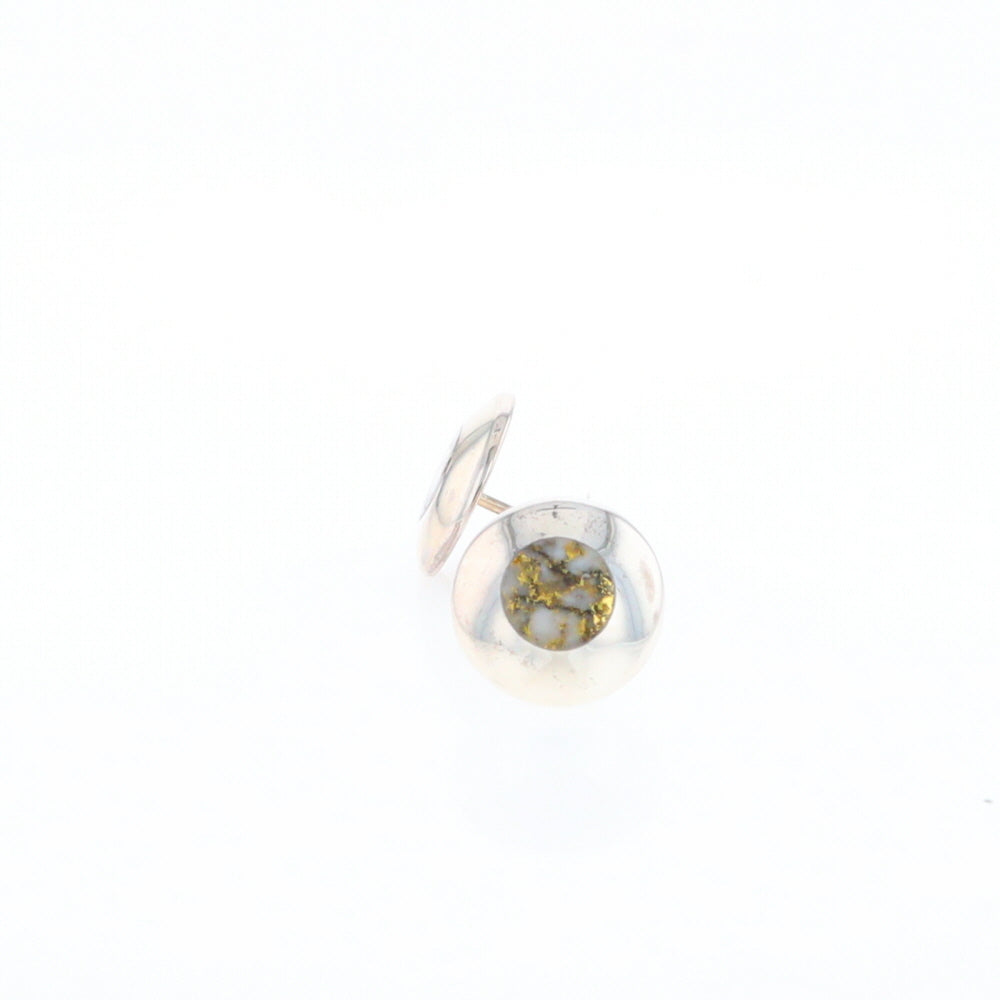 Sterling Silver Gold Quartz Inlaid Circle Stud Earrings - G3