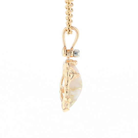 Gold Quartz Free Form Pendant