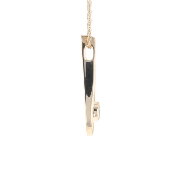 Open Teardrop Round Gold Quartz Inlaid Pendant