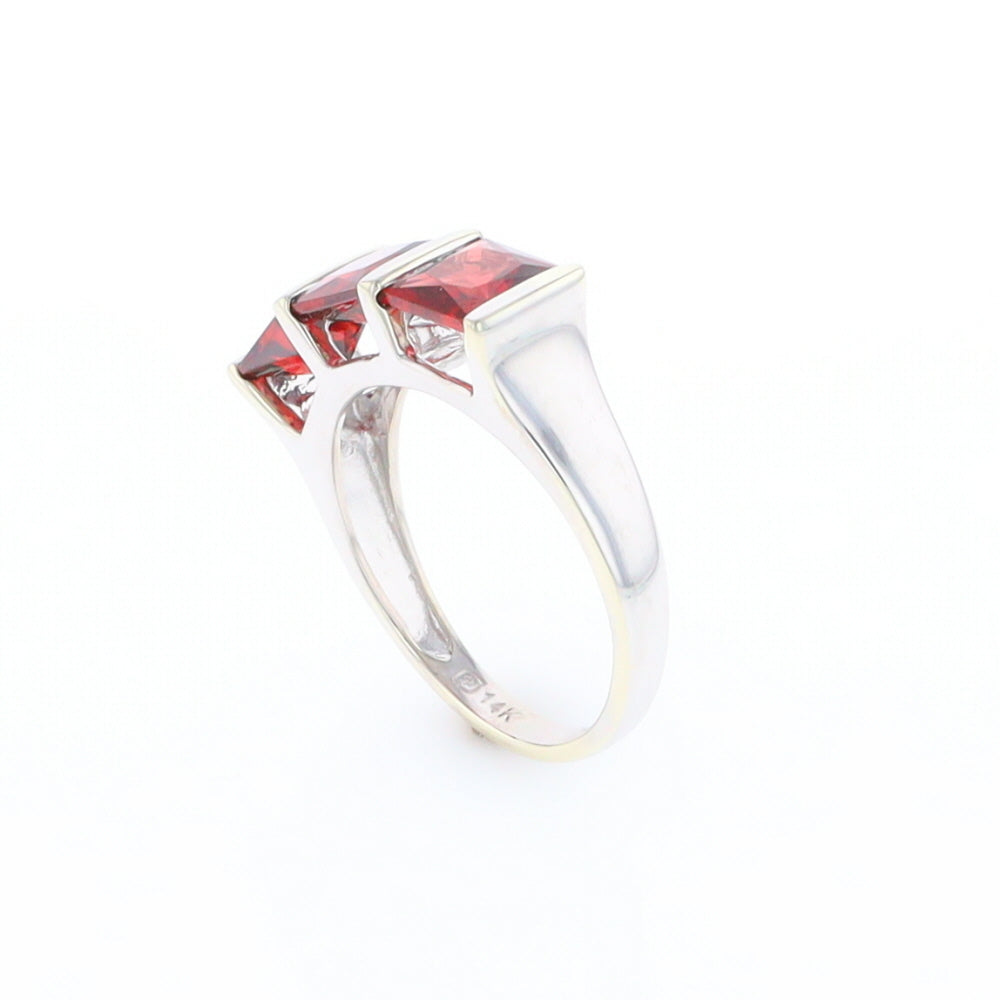 Three Square Garnet Ring