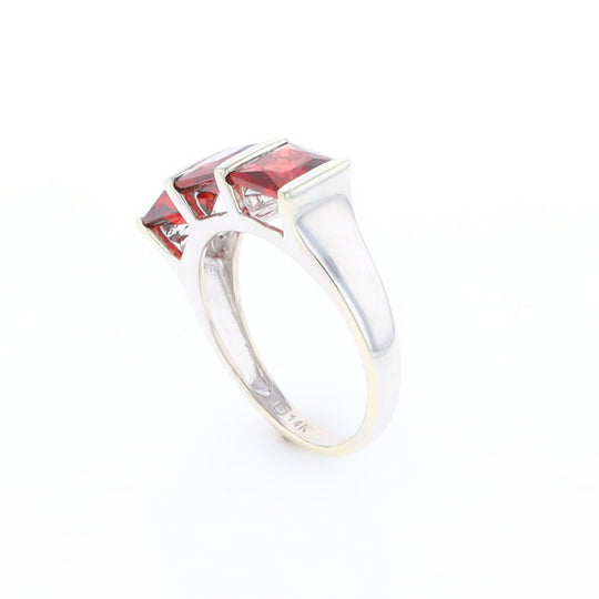 Three Square Garnet Ring