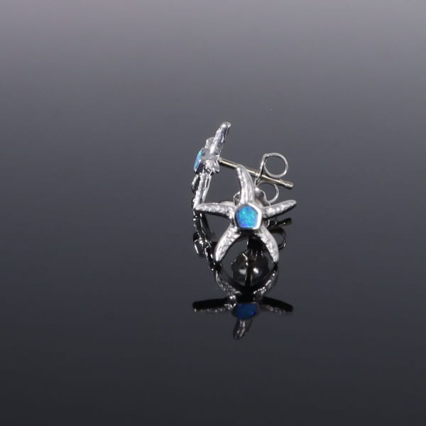 Opal Earrings Inlaid Realistic Star Fish Design