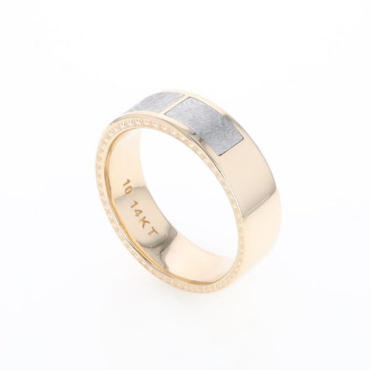 3 Section Men's Meteorite  Milgrain Topped Ring