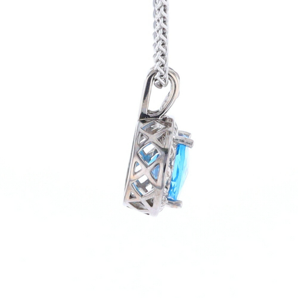 Blue Topaz Oval Halo Pendant