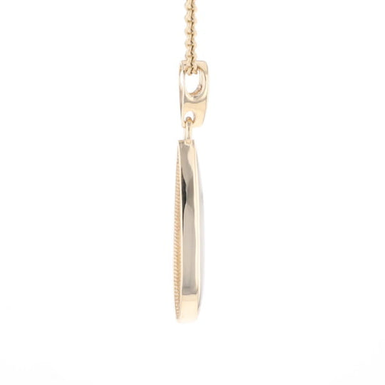 Gold Quartz Pendant Tear Drop Inlaid Design G1