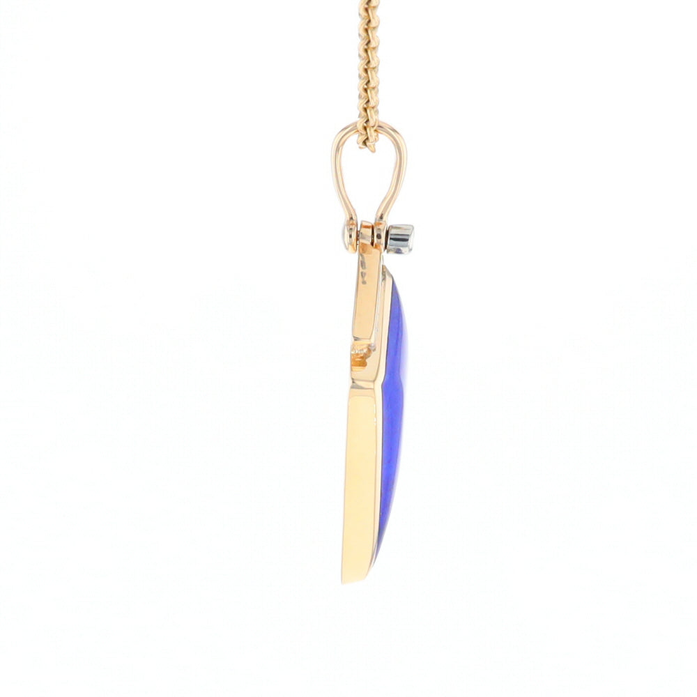 Lapis Kit Shaped Inlaid Pendant with 0.19ctw Diamonds