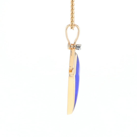 Lapis Kit Shaped Inlaid Pendant with 0.19ctw Diamonds