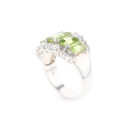Peridot and CZ Cocktail Ring