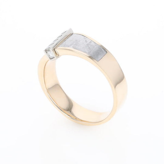 Meteorite Ring Double Sided Inlaid with .19ctw Round Diamonds