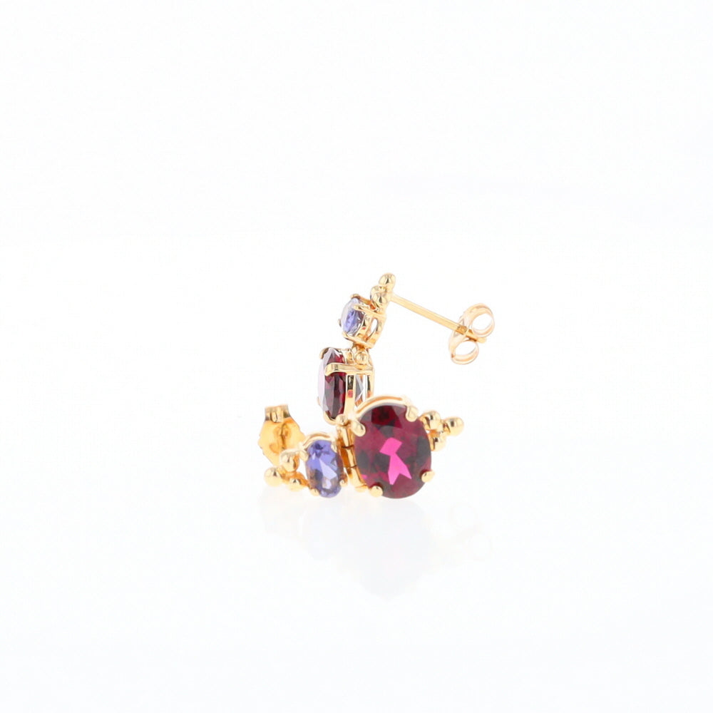 Garnet & Amethyst Dangle Earrings