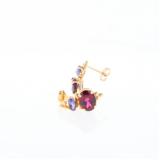 Garnet & Amethyst Dangle Earrings