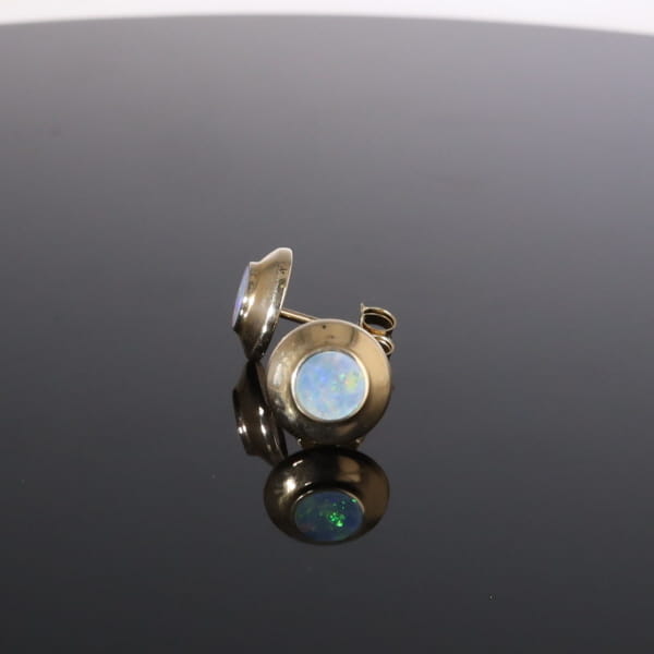 Opal Earrings Round Inlaid Design Studs