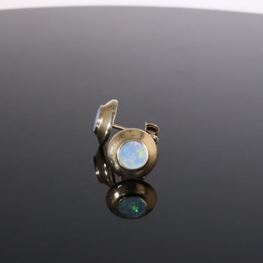Opal Earrings Round Inlaid Design Studs
