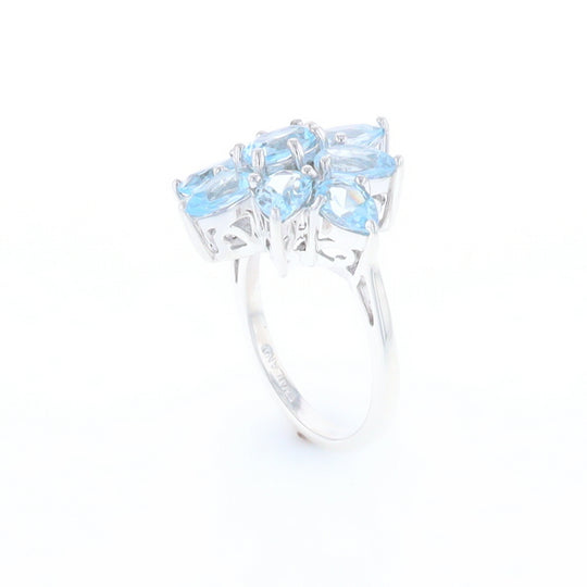 Blue Topaz Flower Ring