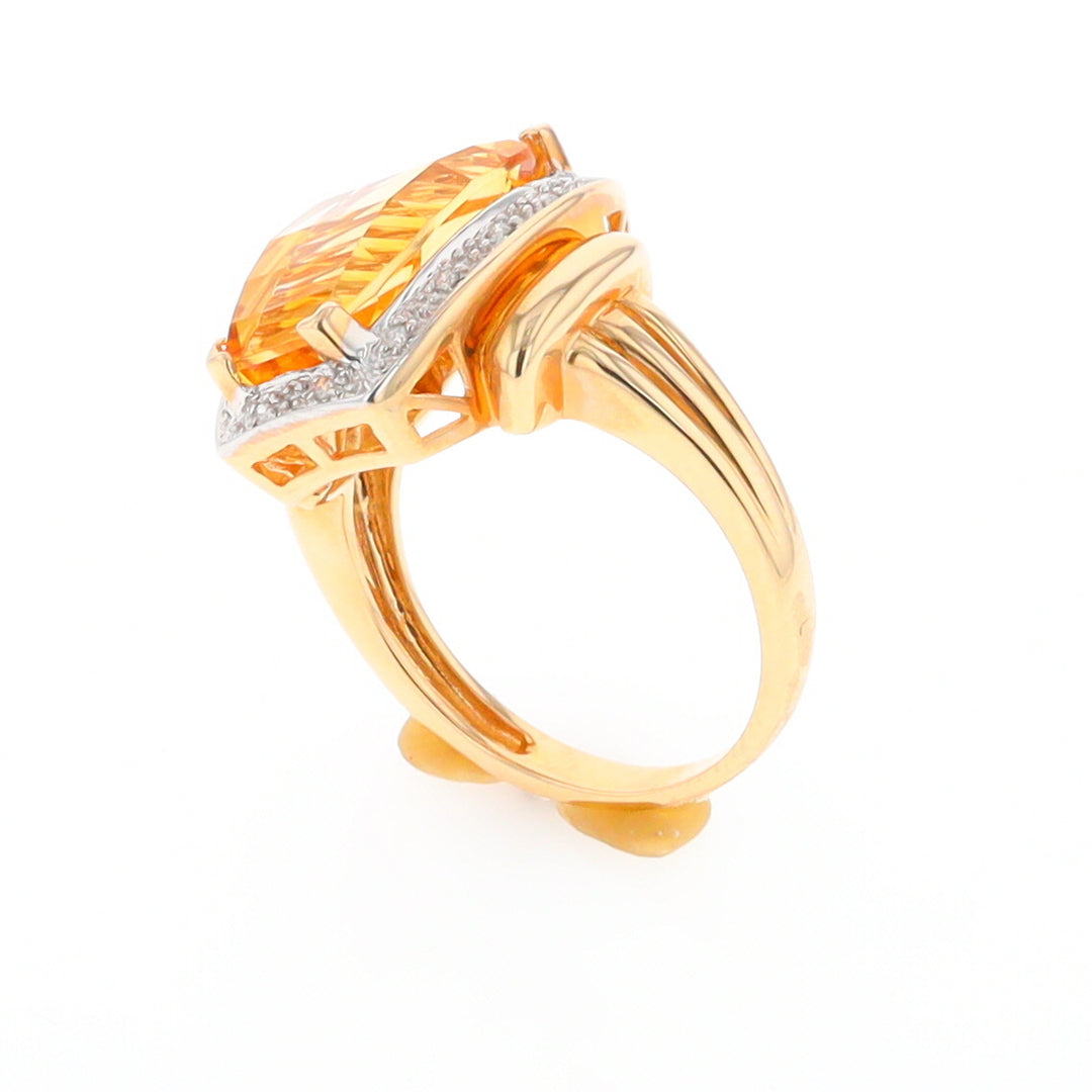 Fancy Cut Citrine Diamond Halo Ring