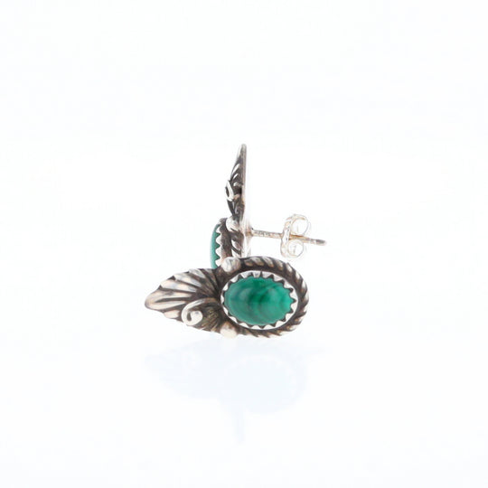 Malachite Feather Stud Earrings