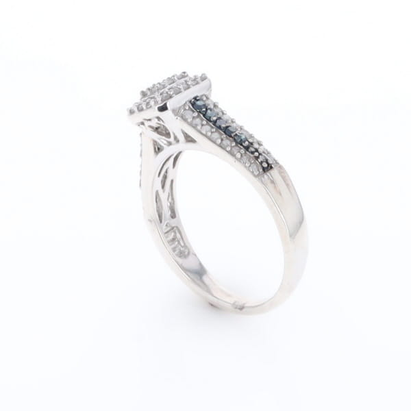 Blue & White Diamond Rectangle Cluster Ring