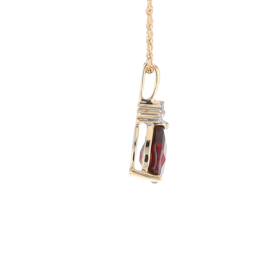 Pear Checkered Garnet Pendant