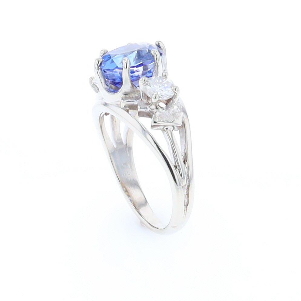 Oval Sapphire Ring with Diamond Side Accents