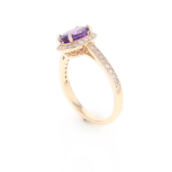 Oval Amethyst with Diamond Halo Ring