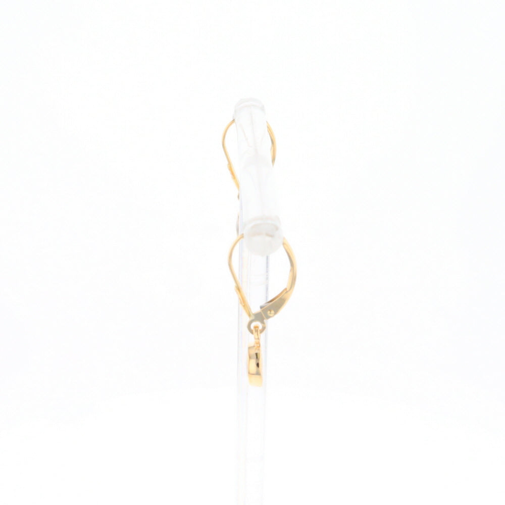 Gold Quartz Earrings Round Inlaid Design Lever Backs