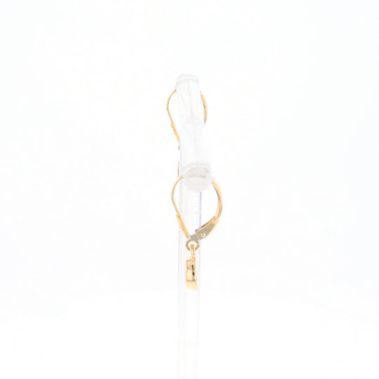 Gold Quartz Earrings Round Inlaid Design Lever Backs