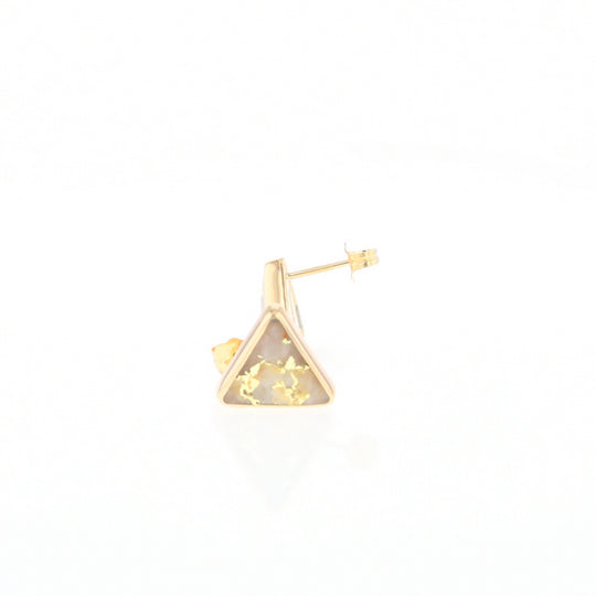 Gold Quartz Earrings Triangle Inlaid Studs - G2