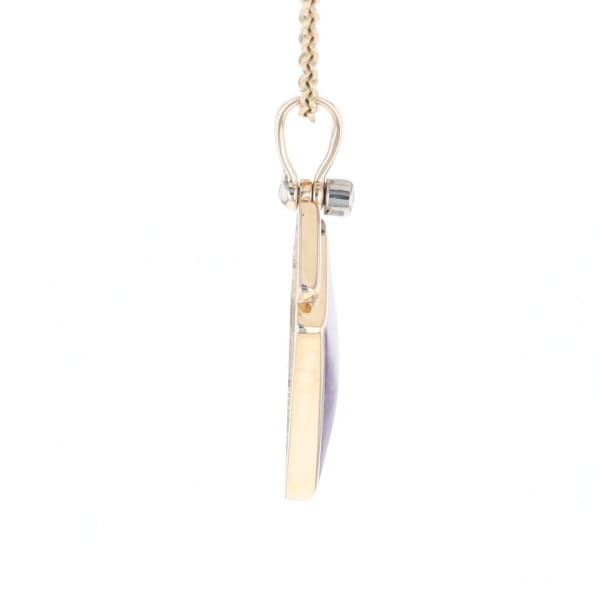 Sugilite Kite Shape Inlaid Pendant with 0.19ctw Diamonds