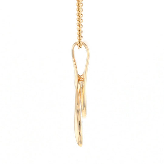 Whale Tail Natural Gold Quartz Single Side Inlaid Pendant