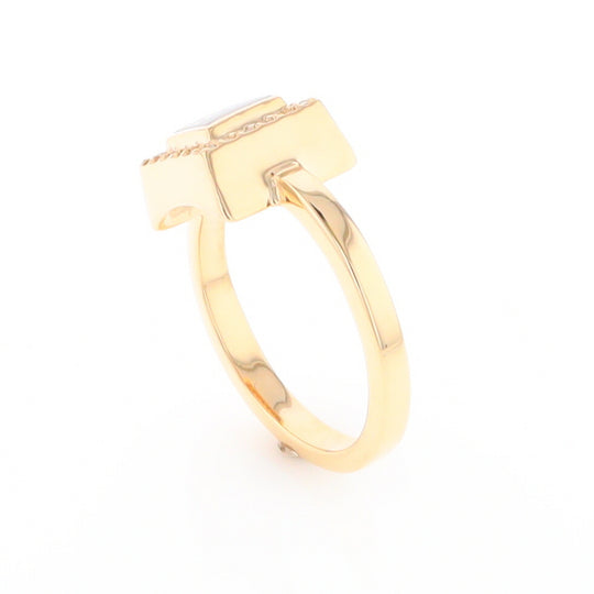 Gold Quartz Ring Square Inlaid Halo .14ctw Diamonds Design