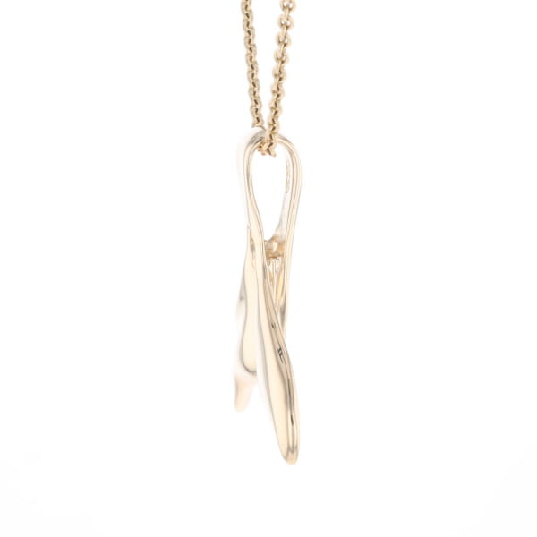 Whale Tail Natural Gold Quartz Single Side Inlaid Pendant