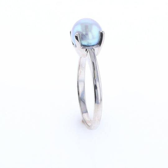 Gray Pearl Solitaire Ring