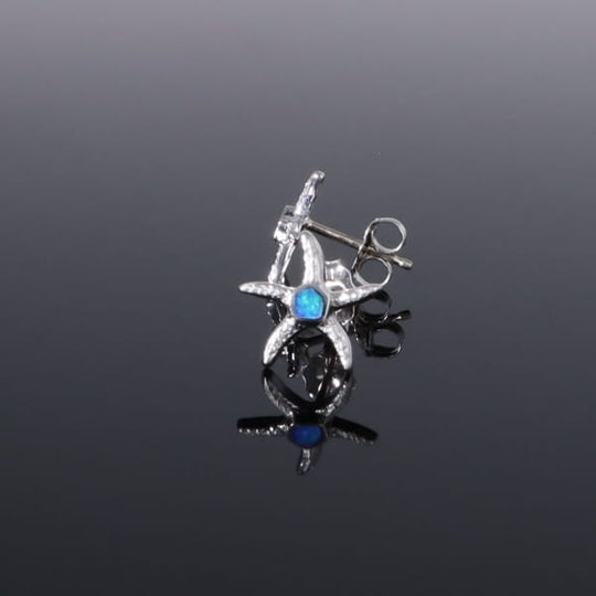 Opal Earrings Inlaid Realistic Star Fish Design
