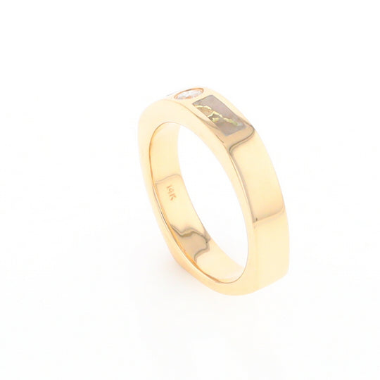Gold Quartz Ring Double Sided Inlaid Design with .10ct Round Diamond G2