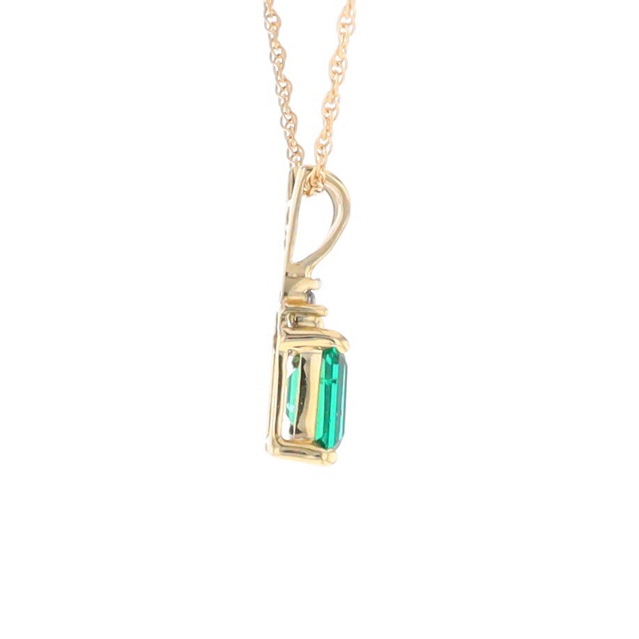 Synthetic Emerald Pendant with Diamond Accents